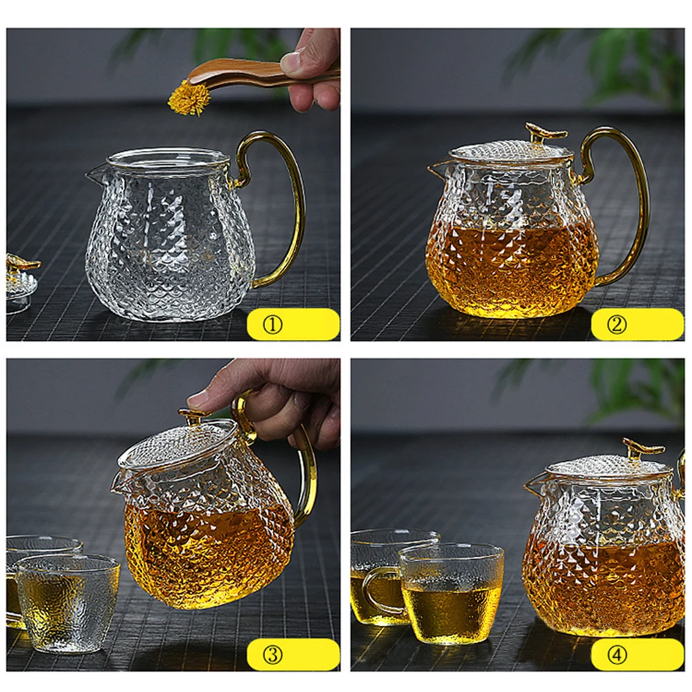 Чайная посуда стеклянный чайник 600 мл боросиликатный высокотемпературный