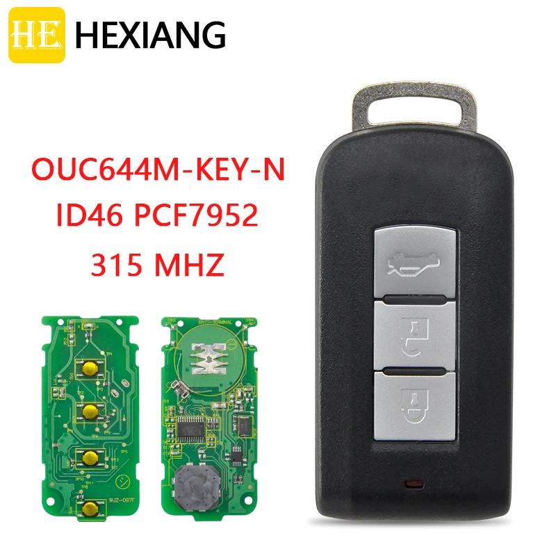 

HEXIANG Keyless Go Remote Car Key For Mitsubishi Outlander Lancer Sport With ID46 PCF7952 Chip OUC644M-KEY-N 315MHz
