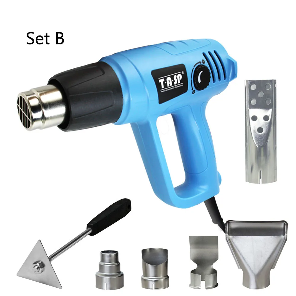 Set B w BBQ Nozzle TASP 2000 Вт фена электрическая тепловая пушка-Переменная температура 60~ 600C-зажигалка для барбекю-5 насадок и скребок электроинструменты - Цвет: Set B w BBQ Nozzle
