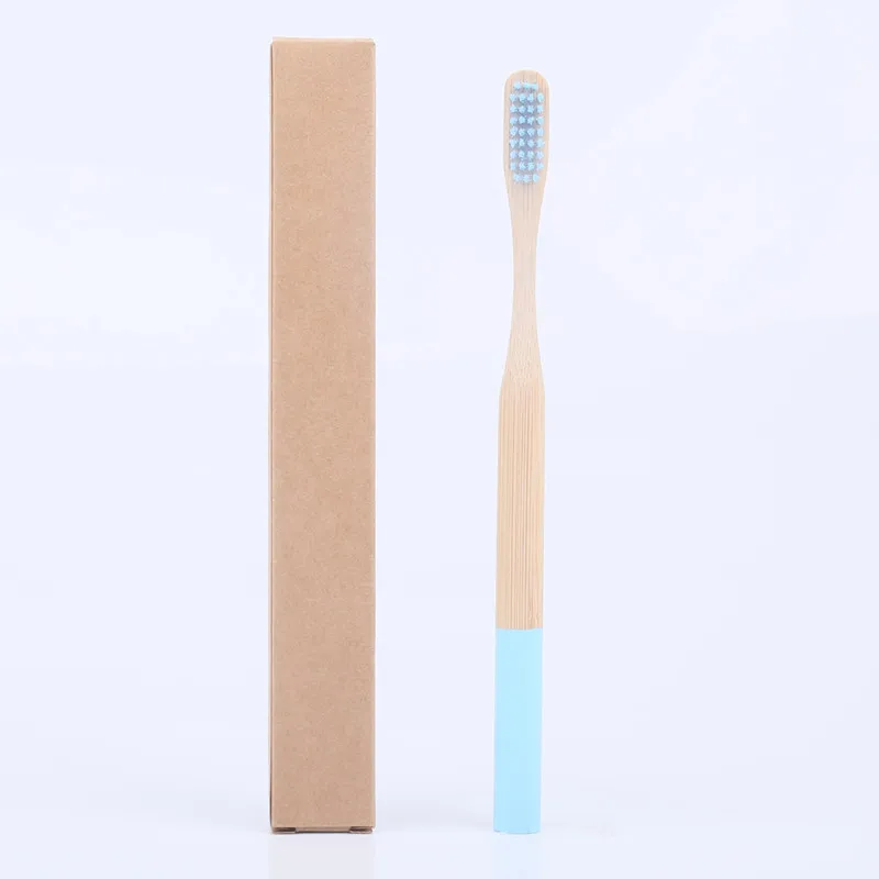 Light Blue-17 1 шт. Экологичная бамбуковая зубная щетка средней щетиной биоразлагаемая пластмассовая щетка для ухода за полостью рта для взрослых зубная щетка кисточка с бамбуковой ручкой - Цвет: Light Blue-17