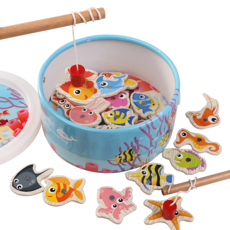 

Magnetic Ocean Fishing Toy Children Baby Boy Girl Puzzle Set Magnetic Cartoon Fishing Toy