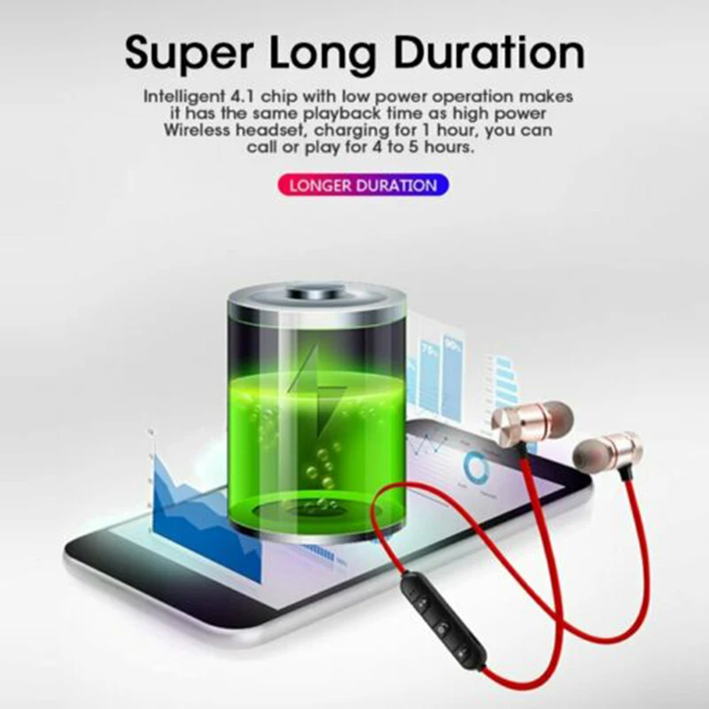 

Magnetic Wireless Bluetooth Earphone Music Headset Phone Neckband Sport Earbuds Earphone With Mic For IPhone Samsung Xiaomi