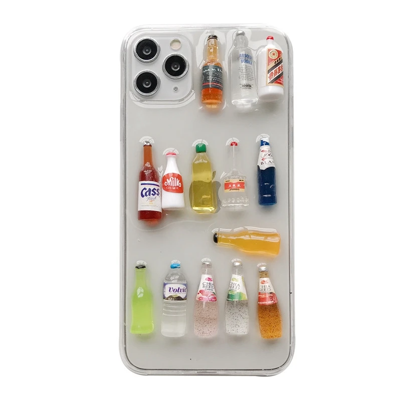 Прозрачный чехол для телефона с 3d изображением бутылки молока iphone 11 pro X XR XSmax 7 8plus