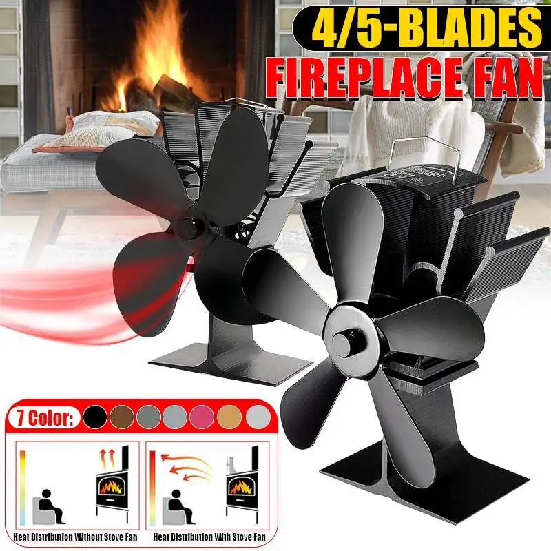 Черная Печь вентилятор 4/5 лопасти для камина тепловой мощности komin деревянная