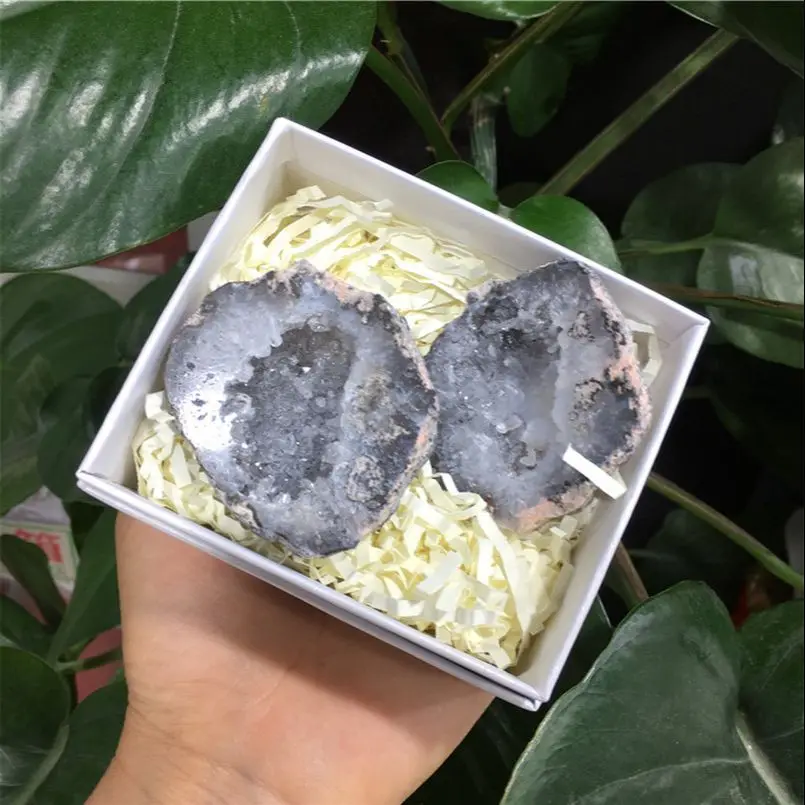 

Mexico Natural Glittery Agate Geode Cave Slice Quartz Crystal Cluster Druzy Stone Specimen Minerals Reiki Healing Gift