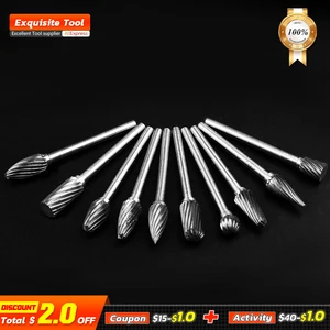 Мини-10 шт. вольфрам-карбидные буровые коронки комплект прочный металлический заусенцев фреза аксессуары конический двойной драгоценный камень резит шлифовальный инструмент