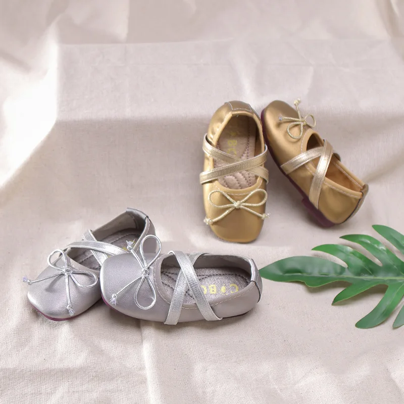 Весенняя детская обувь с бантом Детские модельные туфли принцессы черные