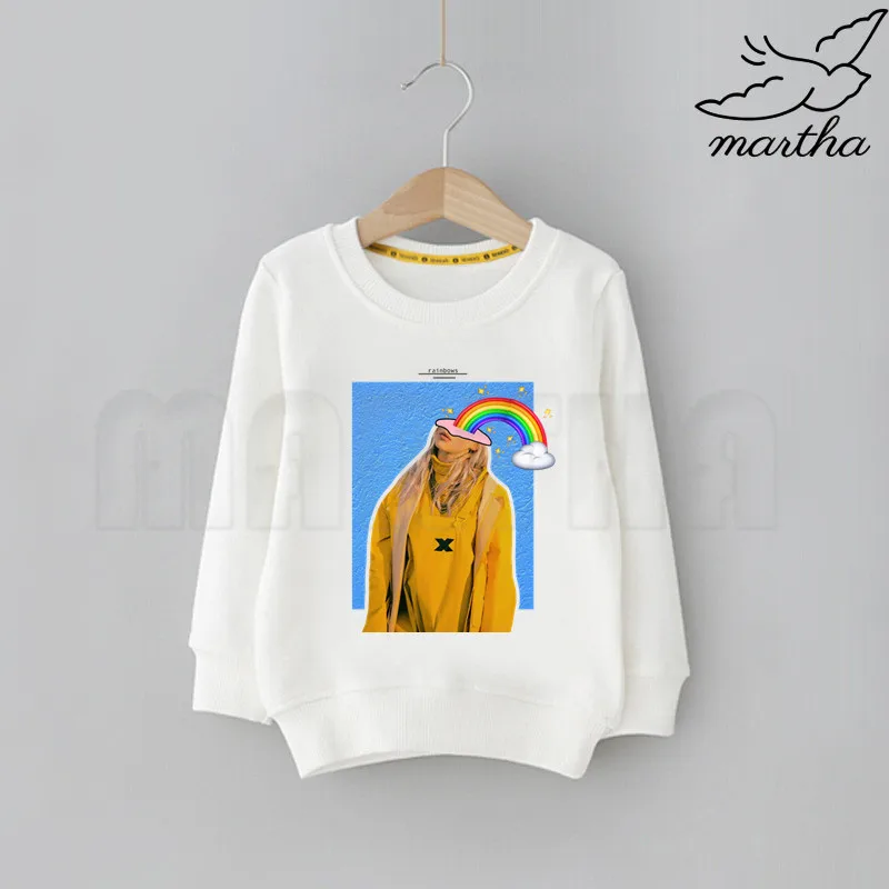Детские толстовки с героями мультфильмов Billie Eilish; детские толстовки с капюшоном; модные толстовки с милым принтом; детская забавная одежда; толстовки с героями мультфильмов для малышей