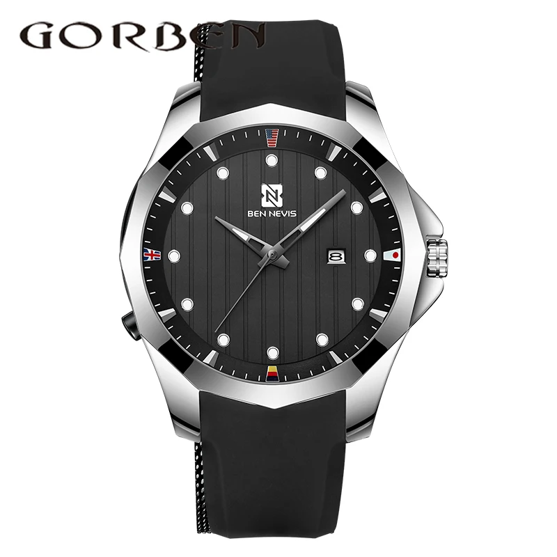 

Gorben Brand Luxury Fashion Mens Watches Chronograph Quartz Big Dia Black Watch Men Sport Male Clock Relogio Masculino QW006