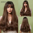 Коричневые синтетические парики с эффектом деграде HENRY MARGU, длинные волнистые парики Лолиты для чернокожих женщин, высокотемпературные накладные волосы в стиле афро