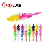 ar74 double color pin tail soft worm lures 55mm 1 2g 15pcs a bag mini single tail soft lure baits for trout