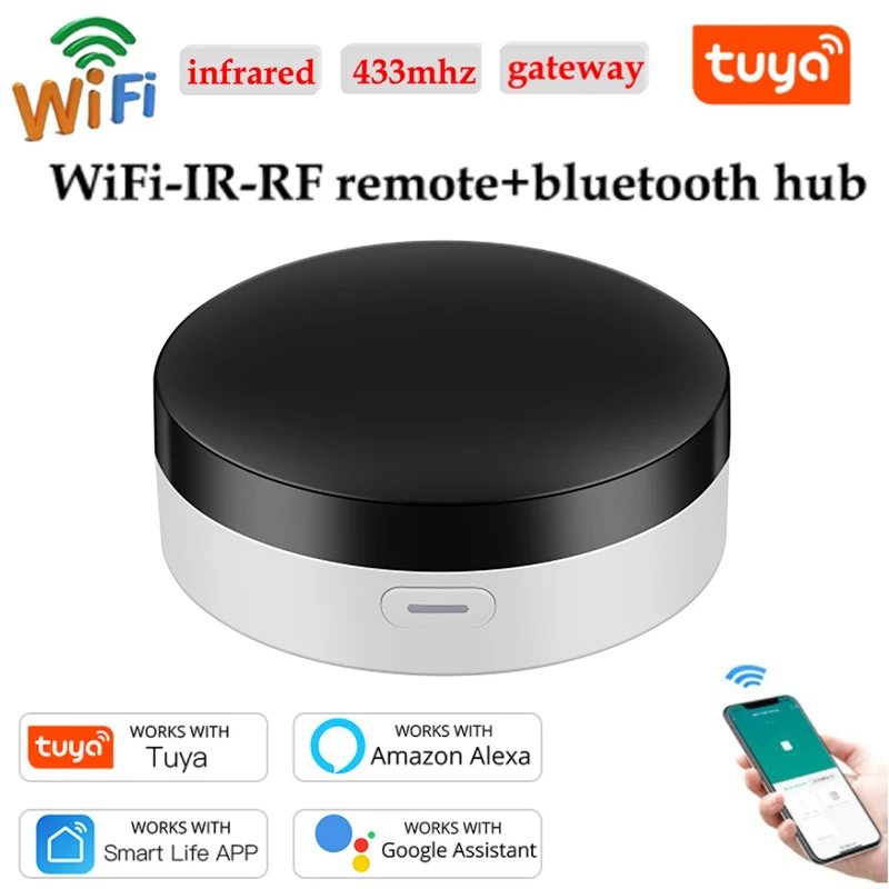 

Tuya Smart Wifi-Bluetooth-Compatible Gateway Hub With Infrared+RF Remote Control Function Work With Alexa Google Home Smartlife