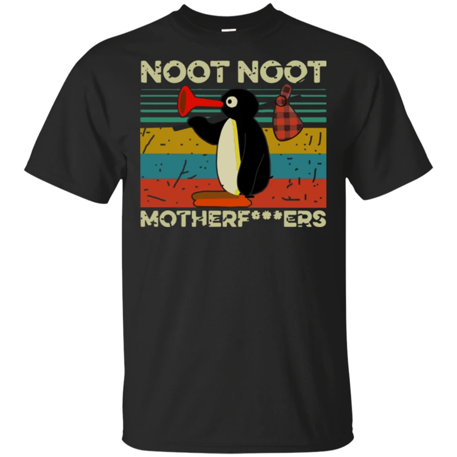 Pingu Noot Motherfcker Винтажная футболка черный темно синий для мужчин женщин высокое