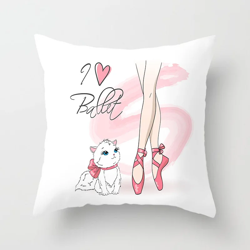 

45cm Ballet Dancing Girl Hugging Pillowcase Peach Skin Velvet Home Decorative Cushion Cover Girl Bed Room Sofa Pillow Cover Gift