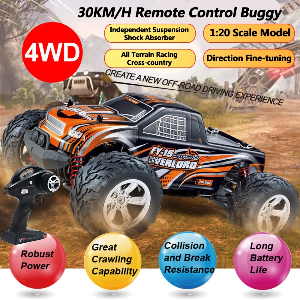 

1:20 All Terrain Off-road 4WD Racing RC Car 30KM/H Independent Suspension Shockproof Anti-collision 150M Wireless Control Buggy