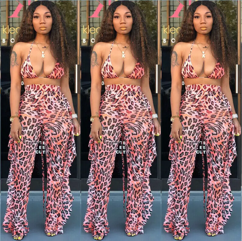 Женский костюм двойка с цветочным принтом укороченный топ высокой талией и