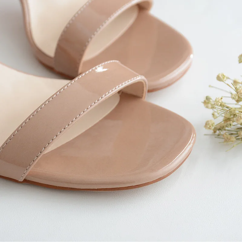 Сандалии женские из лакированной кожи на высоком каблуке 5 см|Боссоножки и