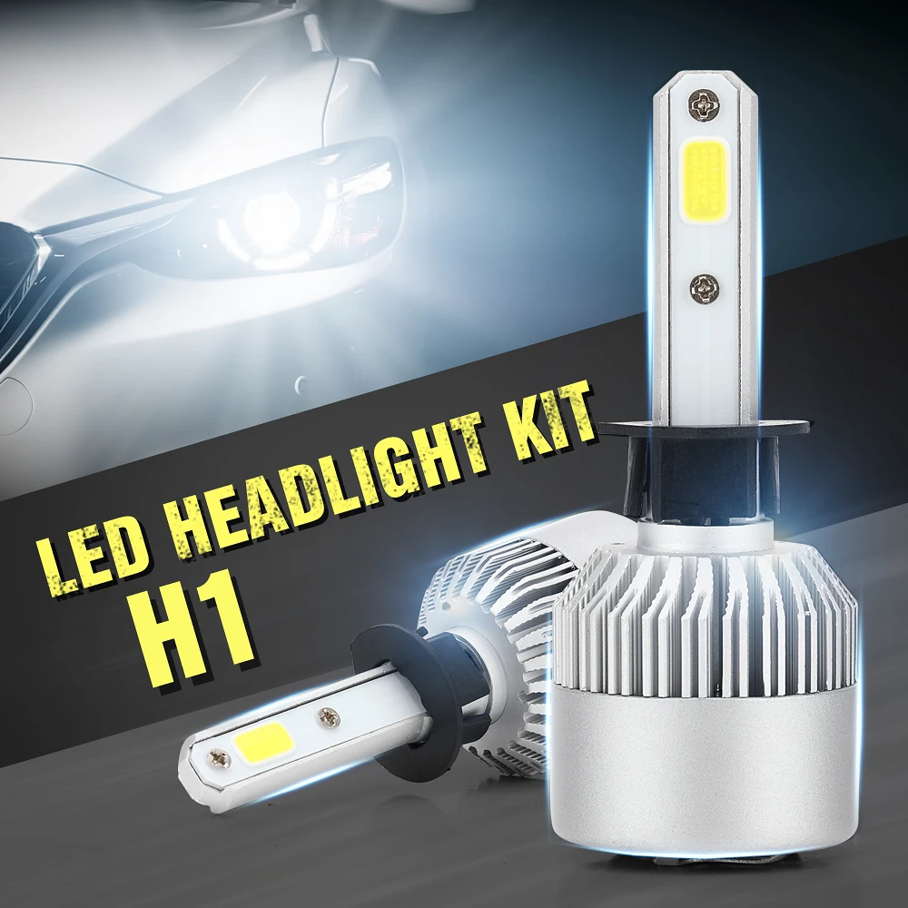 

YuBao 1Pair H1 Car LED Headlight Bulbs Conversion Kit S2 H1 COB 36W 8000LM Light Hight Low Lamps Bulbs Lighting Headlamp