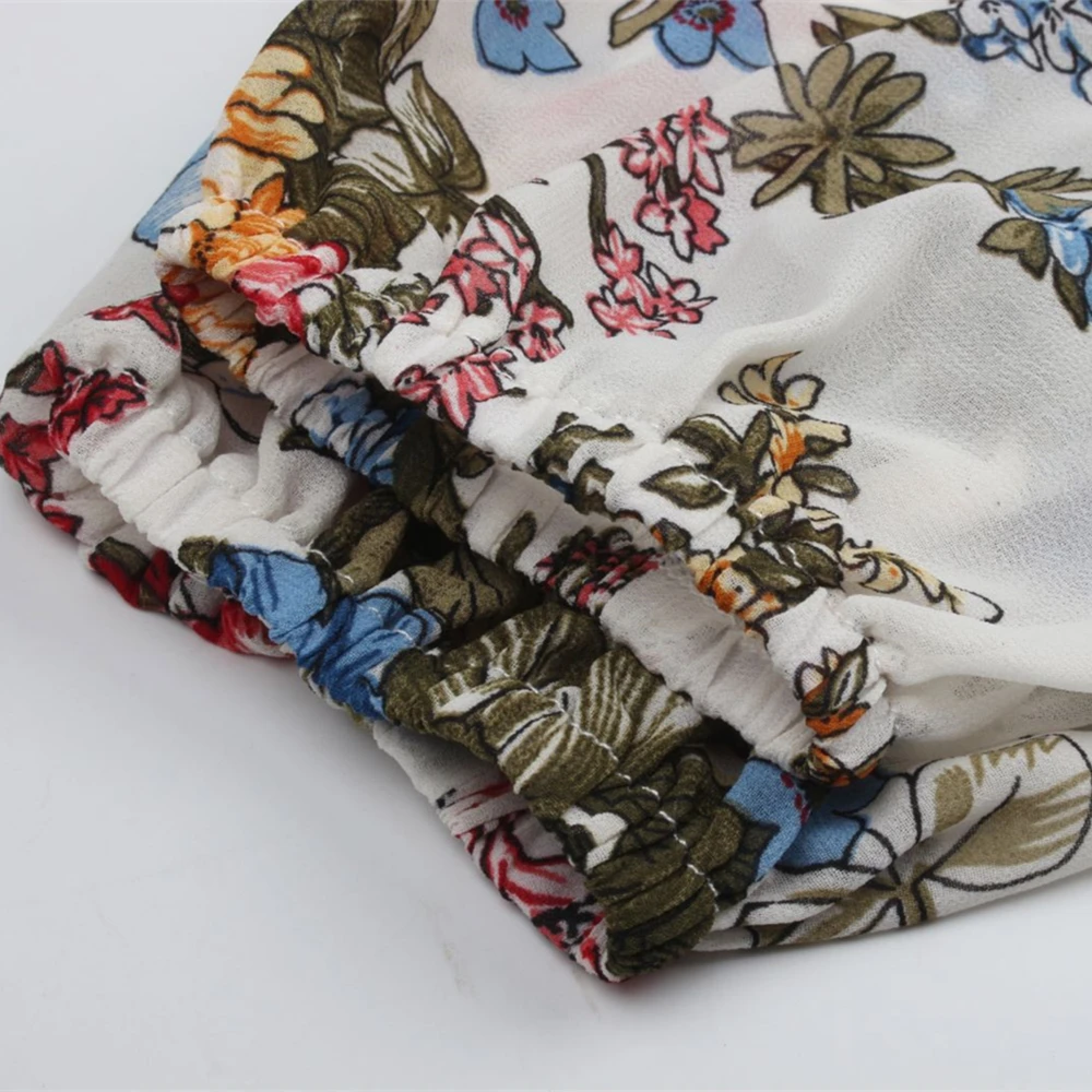 

2021 Summer Ladies Floral Print Women's Chiffon Dress Casual Slim Long Sleeve High Waist Short Women