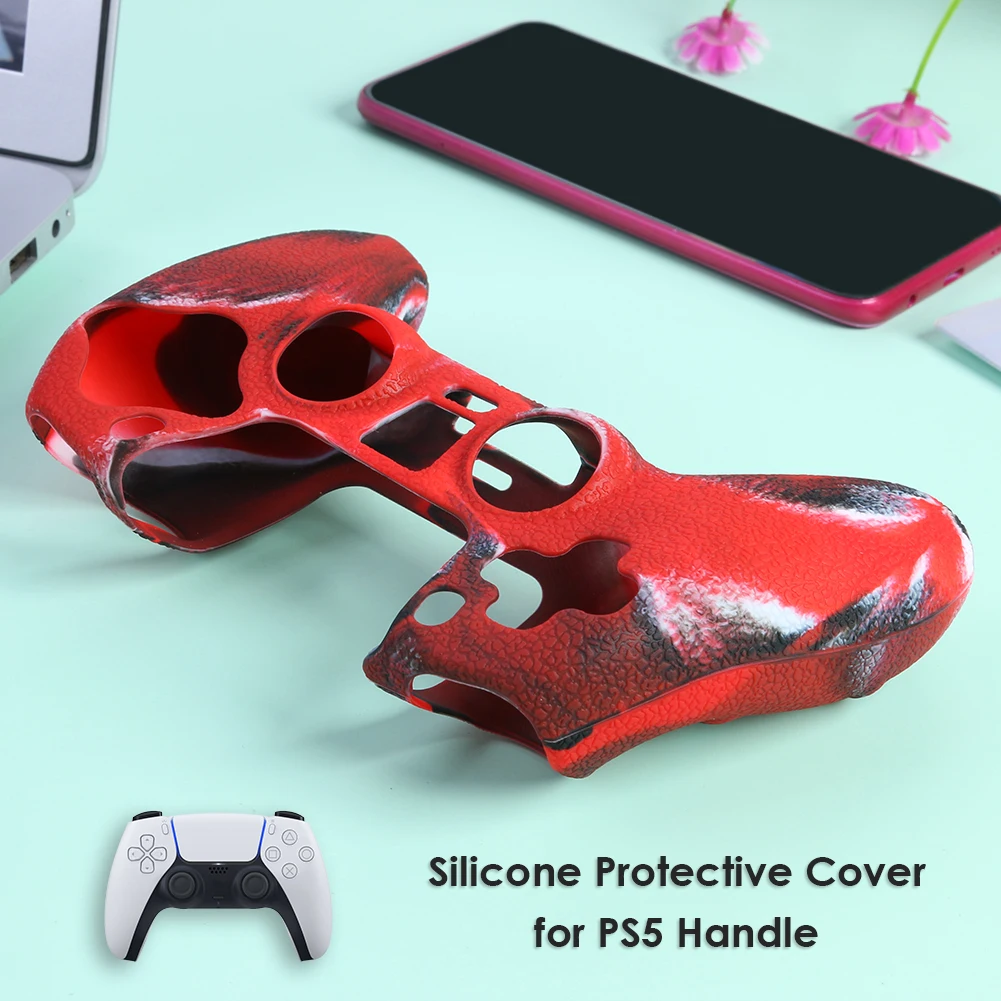 

Leather Texture Camo Silicone Protection Case for PS5 Controller Electronic Machine Accessories for DualSense