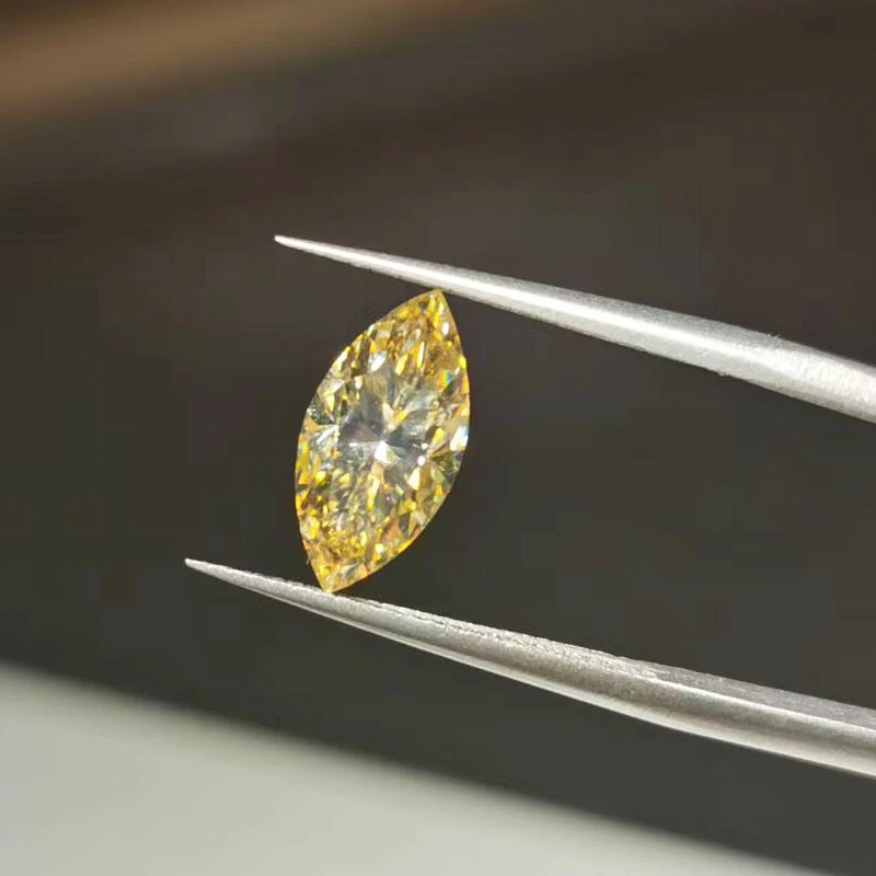High Quality Yellow Marquise Shape Loose Moissanite Diamond Gemstone 4x8mm 1ct