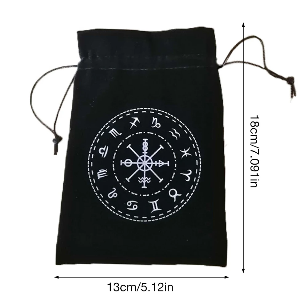 

13x18CM 12 Constellation Tarot Card Storage Bag Thick Velvet Embroidery Drawstring Bag For Symbol Protective Card Board Game