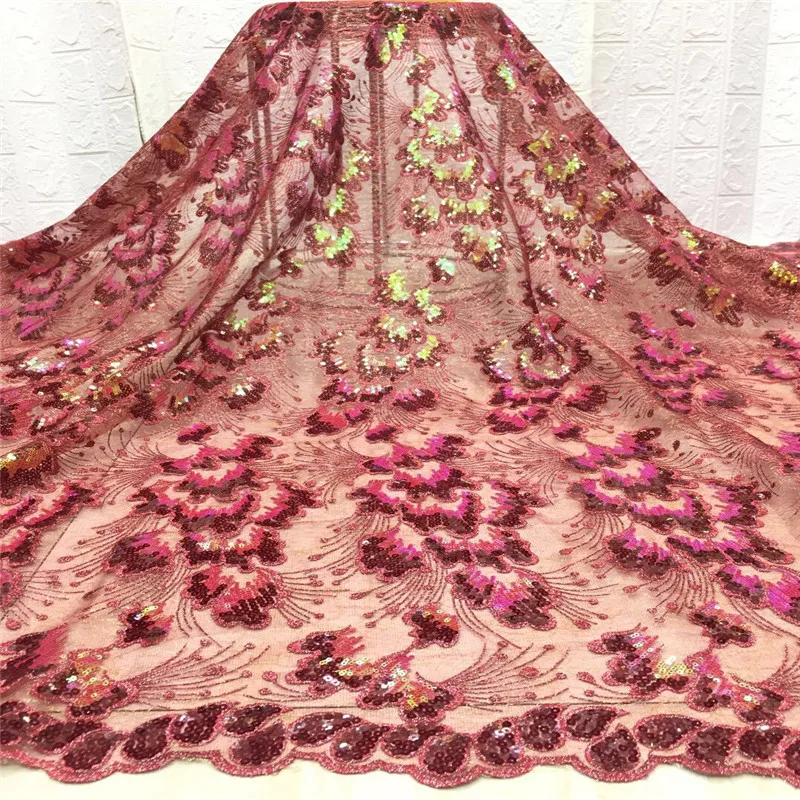 Фиолетовая французская кружевная ткань 2020 красный гипюр вышивка Африканский