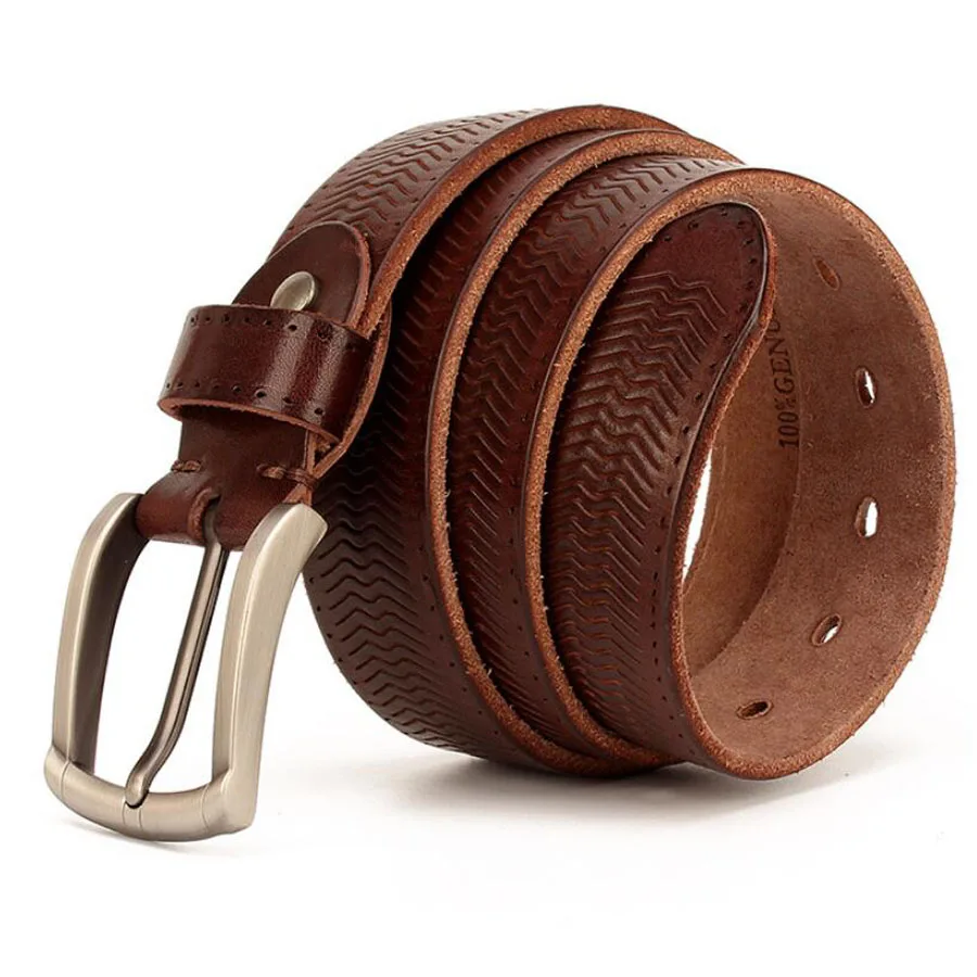 

Men's Leather Jeans Belt with Stitch Design and Prong Buckle Fashion Belts For Men Pin Buckle Waistband
