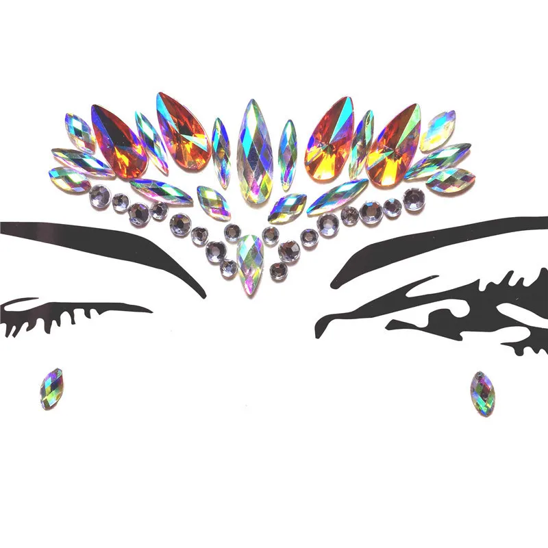 Красочный Кристалл лицо наклейка s для женщин Diy маскарадное Ювелирное Украшение