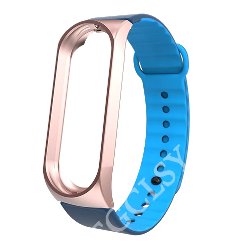 rose blue FGCLSY mi Band 4 3 спортивный ремешок для xiaomi mi band 4 3 силиконовый ремешок на запястье аксессуары браслет металлический слот для xiaomi mi band 4 - Цвет: rose blue