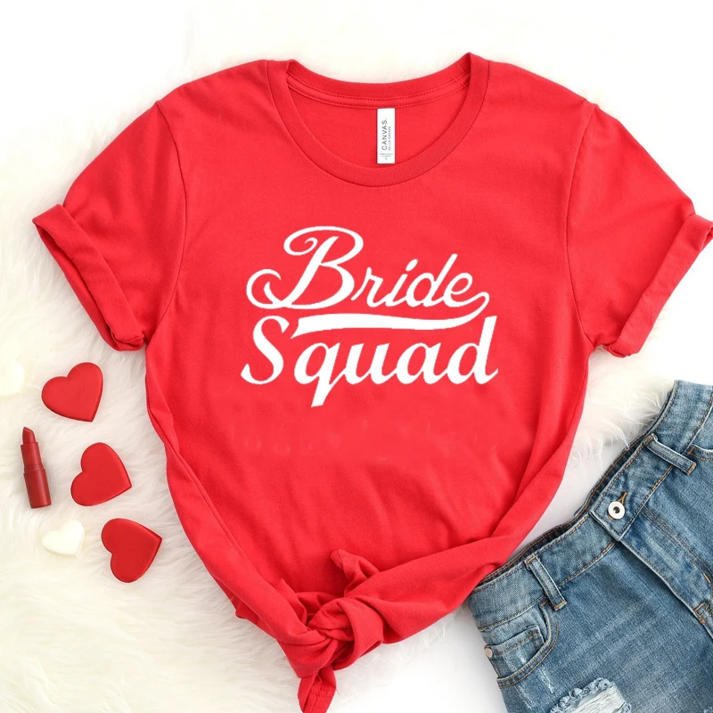 

Bride Squad женская футболка Свадебная хлопковая Футболка Эстетическая вечерние рубашки Свадебные любовь повседневные футболки забавные летни...
