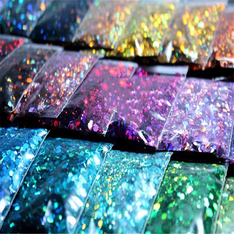 50g/Bag 3D Nail Flake Sequins Hexagon Mixed Size Flakes Holographic Glitter Powder Manicure UV Polish Nail Sequins DIY Flake *F