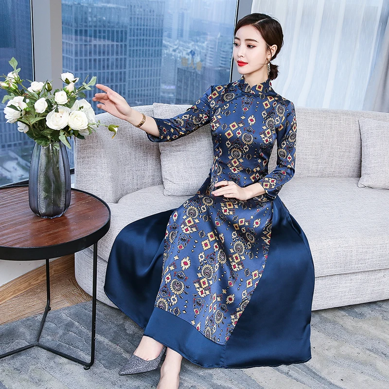 Винтаж ropa aodai Вьетнам длинное платье Чонсам для женщин традиционная одежда ao dai