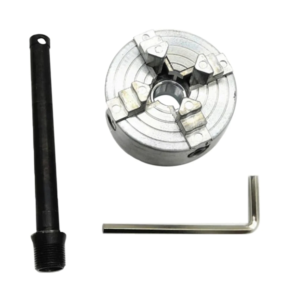 

Zinc Alloy Manual Connection Pole Clamp Accessory Power Tool Woodworking 4 Jaw Spanner Lathe Chuck Wear Resistant Easy Install