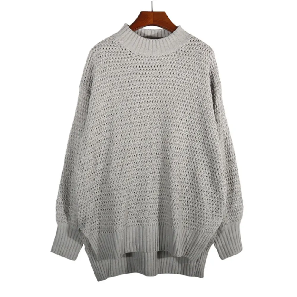 

ZOTTSOZ Jumpers Women Fashion Loose Knitted Solid Color Casual Harajuku Sweaters Streetwear Thick Knitwear Pullovers Tops 2021