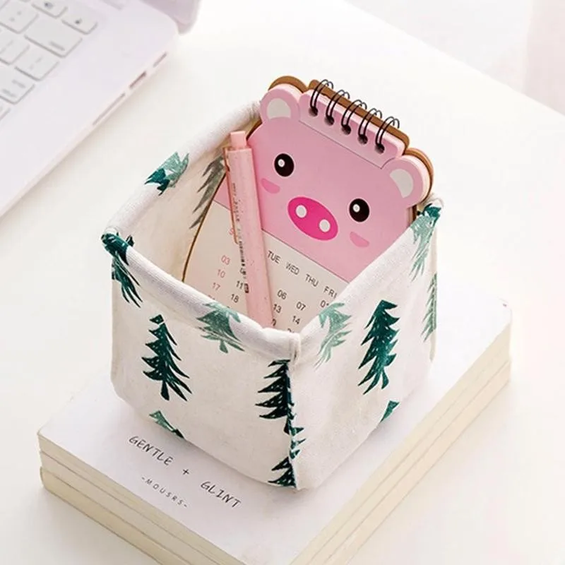 

Linen Desktop Storage Box Baby Storage Basket Waterproof Office Organizer Stationery Storage Sundries Box Container Desktop O6A1