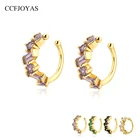 CCFJOYAS 1 пара простой 925 стерлингового серебра циркониевый зажим на серьги для женщин белыйфиолетовыйчерныйзеленый золотой цвет клипсы