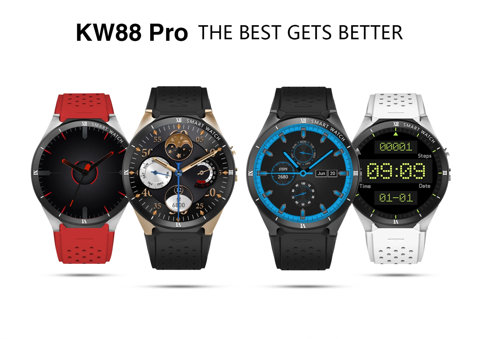 Смарт-часы KW88 Pro Android 7,0 1 Гб+ 16 Гб Bluetooth wifi 3g sim-карта gps Smartwatch 400*400 экран с 2,0 Мп камерой SmartWatch
