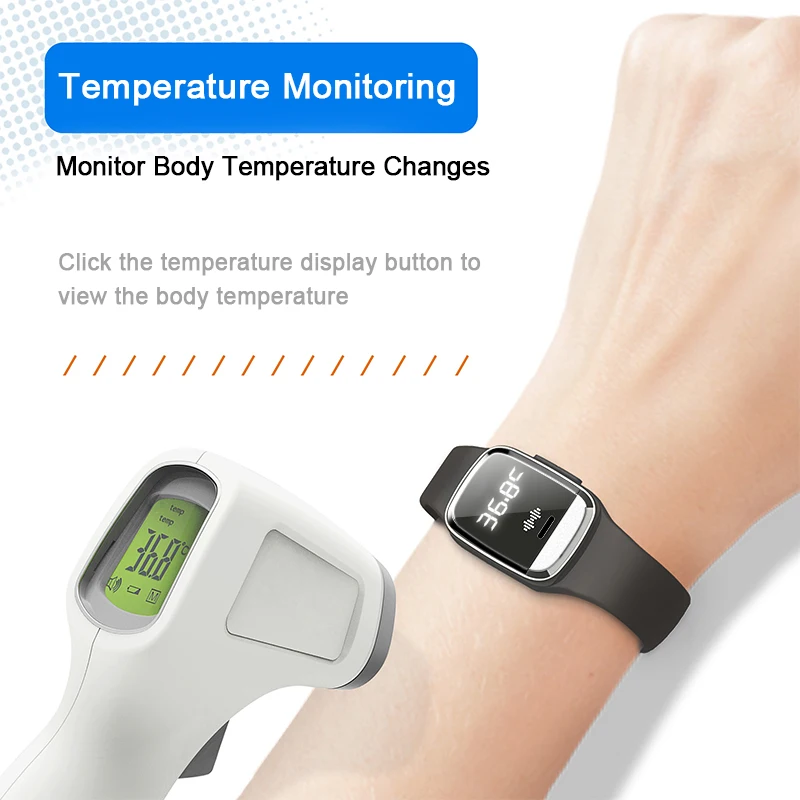 

M20 IPX3 Waterproof 3 In 1 Body Temperature Detection Portable Anti-mosquito Ultrasonic Mosquito Repellent Bracelet Wat