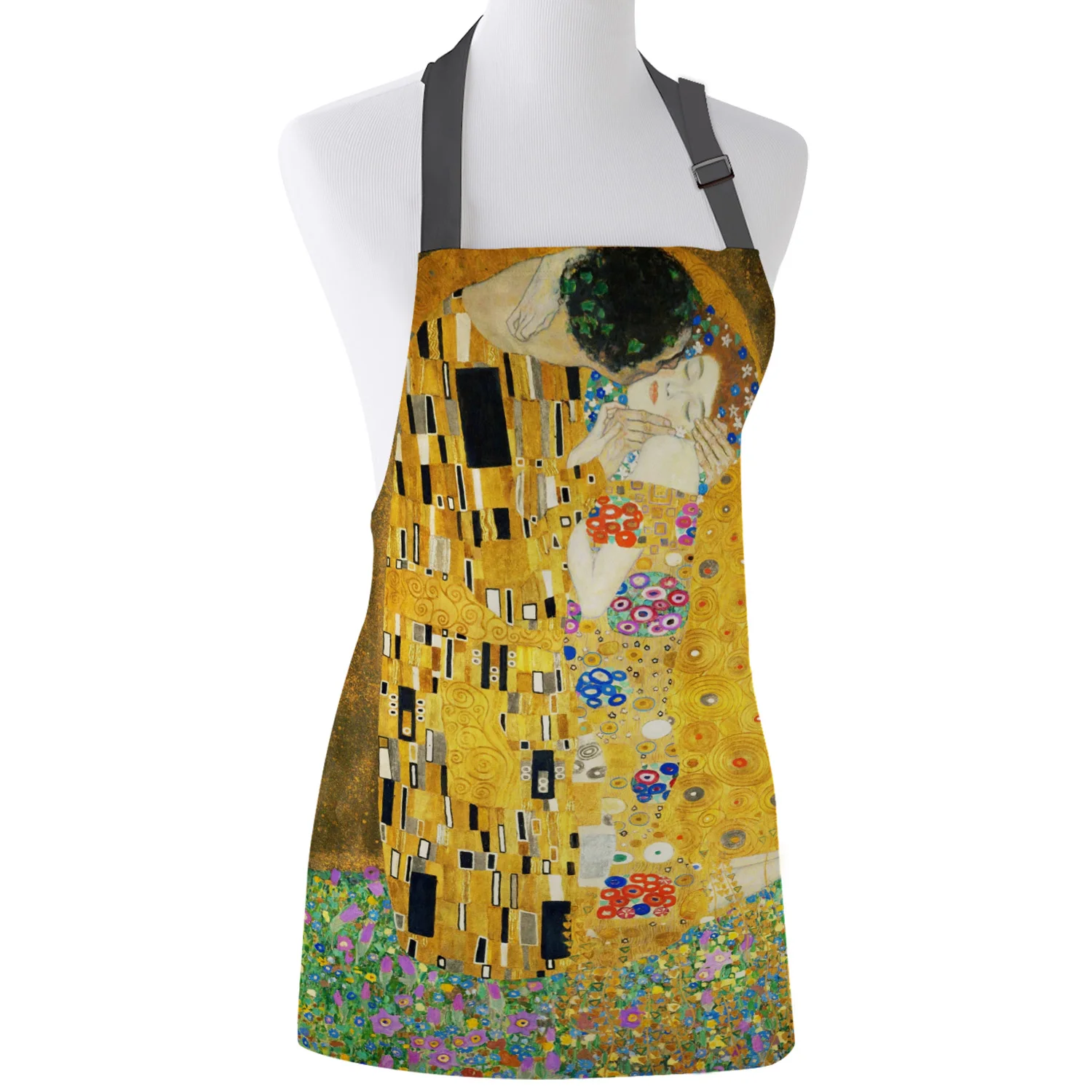 

Gustav Klimt The Kiss Adjustable Apron Cooking Kitchen Restaurant Bar Chef Bib Unisex Canvas Aprons for Women Men Kids