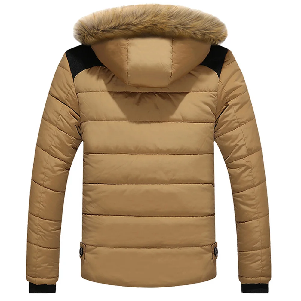 Модные зимние мужские пуховики в стиле пэчворк с длинным рукавом пальто на