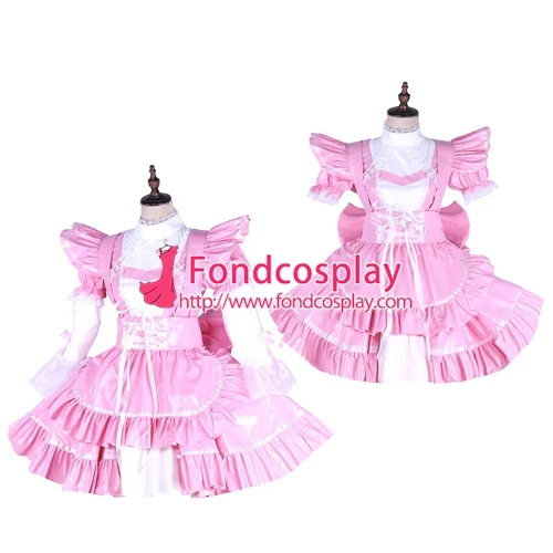 Запираемый искусственное платье из ПВХ розовая униформа костюм для косплея