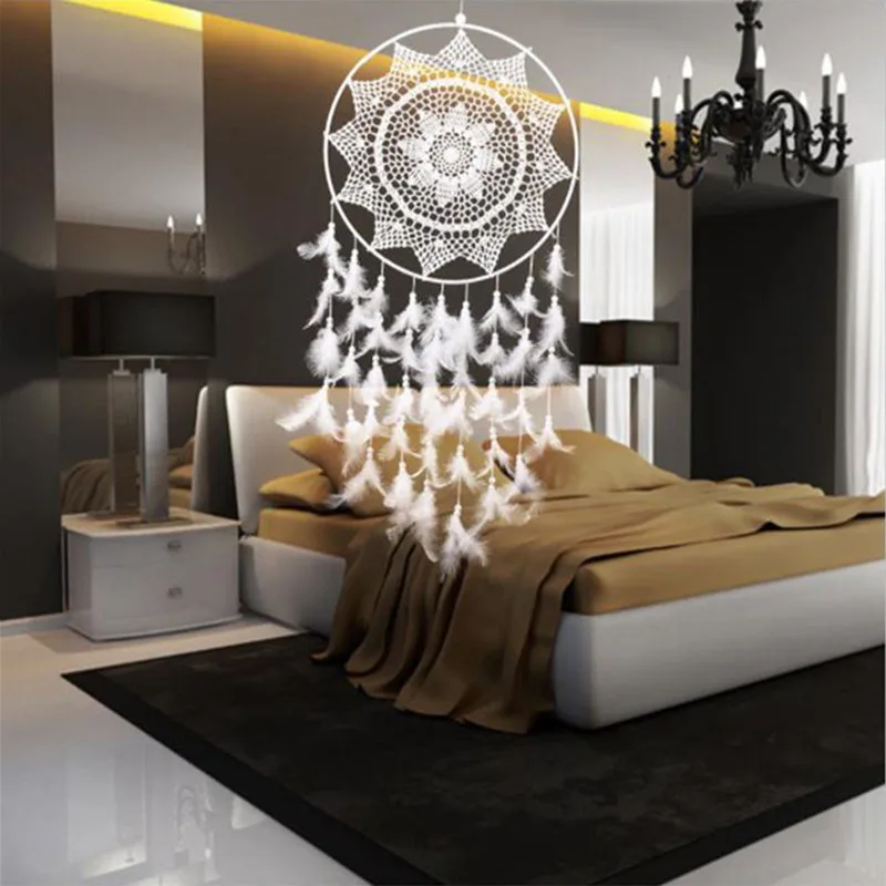 

1 Pcs White Black Handmade Dream Catcher Home Hanging Craft Gift Dreamcatcher Ornament Car Hanging Bedroom Decoration Supplies