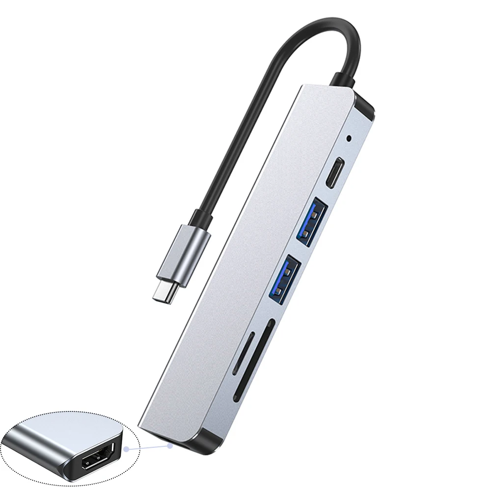 2021 Новый 6In1 мини USB C 3 1 концентратор 6 Порты Тип c-многофункциональный сплитер с 4K HD