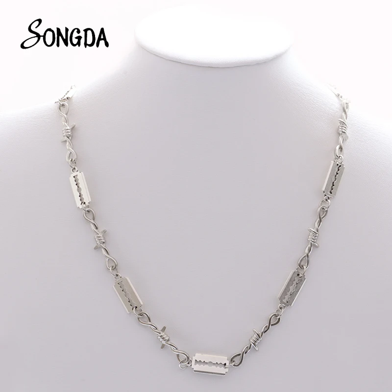 Маленькие металлические бритвенные колье лезвия ожерелье с подвеской цепочка