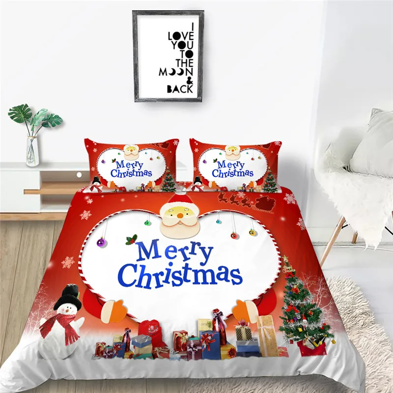 

Merry Chirstmas Cartoon Santa Snowman Gift Printed for Children Kids Highend Bedclothes Bedroom Decorations