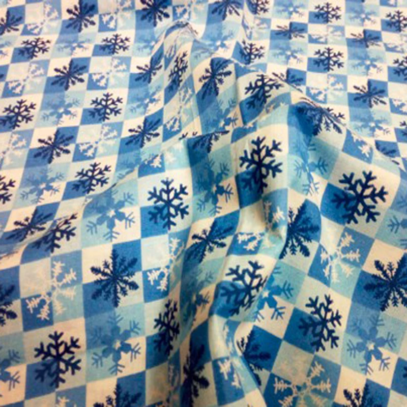 Brand New Design Christmas Blue Snowflakes Printing and Dyeing 100% Cotton Fabric 50x105cm X'mas Patchwork Cloth Dress Ho | Дом и сад