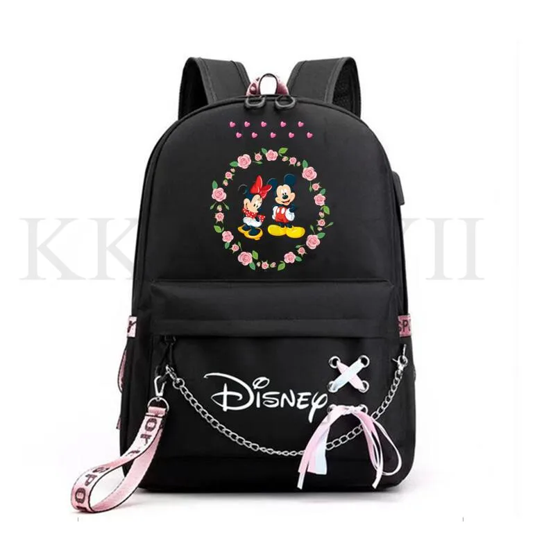 Милая сумка с Микки Маусом вместительный рюкзак на молнии USB-зарядкой женские