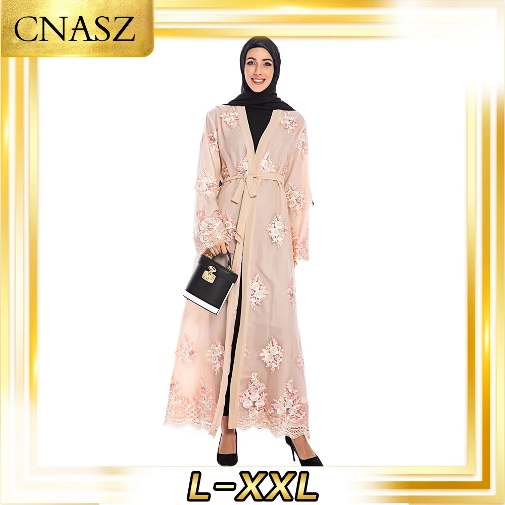 Abaya tтурецкая Марокканская лампа модная простая Caftan уличная с розовым принтом