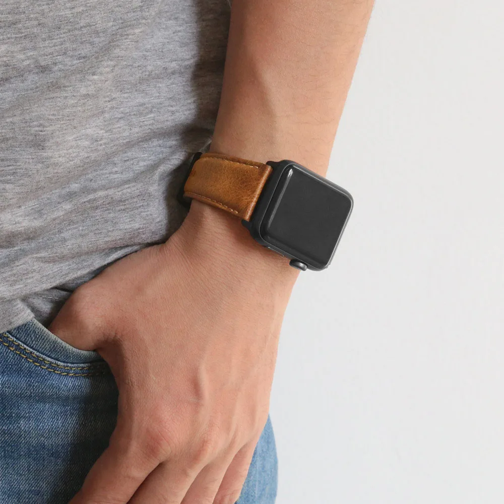 Кожаный ремешок FOLOME для Apple Watch SE Series 6 5 4 3 Сменный ремень iWatch 40 мм 44 38 42 мм|Ремешки